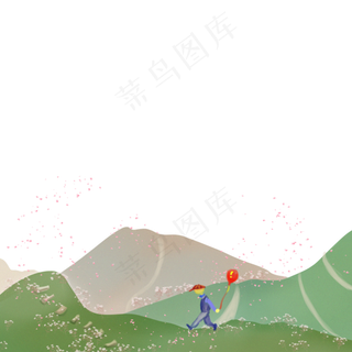 装饰山水边框青山春天绿色PNG