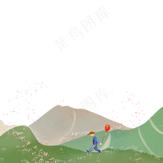 装饰山水边框青山春天绿色PNG