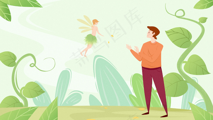 矢量春天季节立春男孩郊游