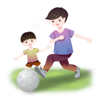 父亲节爸爸教儿子踢球