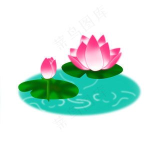 手绘卡通粉色莲花