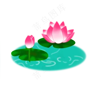 手绘卡通粉色莲花