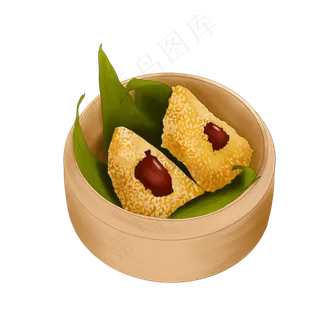手绘切开的甜枣粽子