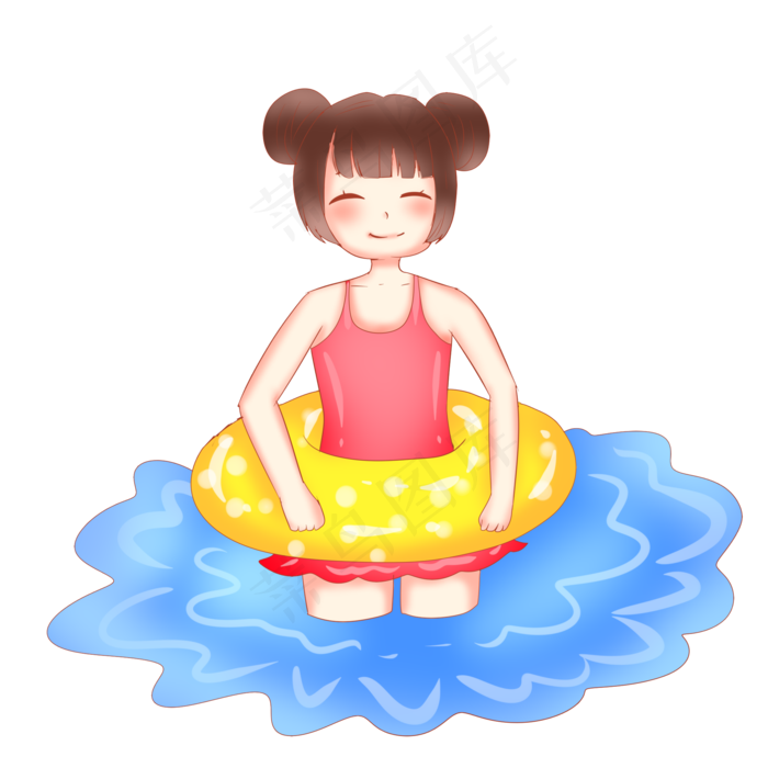 戏水游泳女孩(2000X2000(DPI:299))psd模版下载