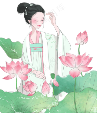 荷花女孩少女