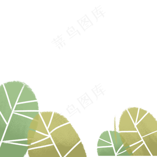 春季夏季绿色手绘卡通水彩叶子