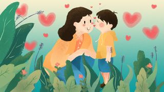 卡通手绘风母亲节感恩母亲配图