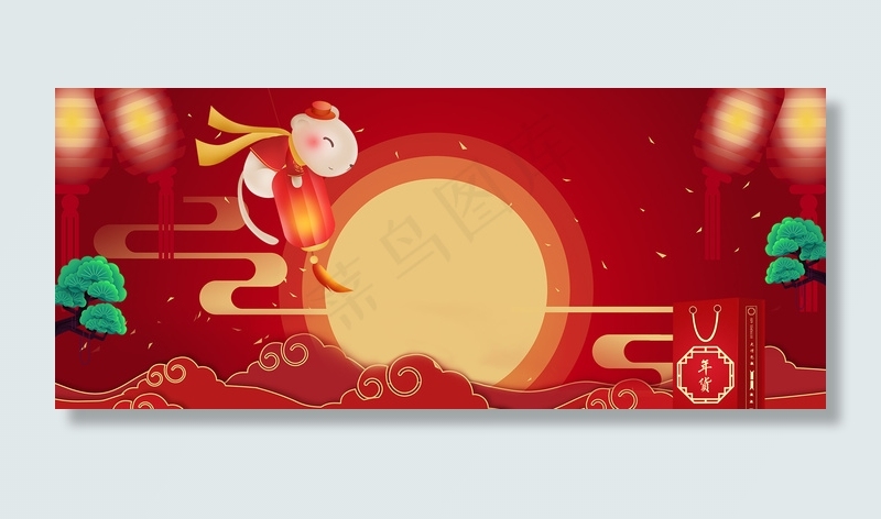 创意喜庆年货节背景合成