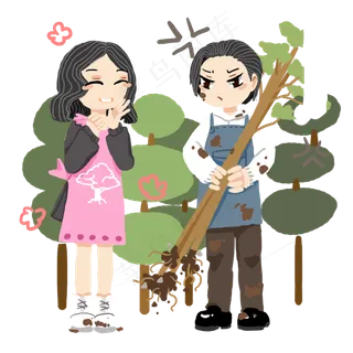 植树节拿树苗的女孩