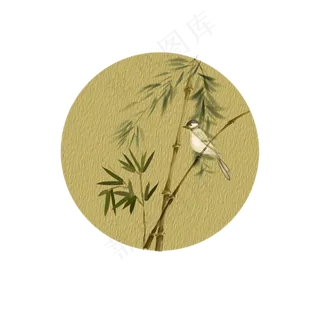 中国风古典风格古风花鸟竹子矢量,免抠元素