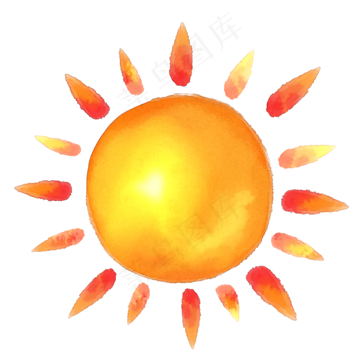 水彩炎热日光太阳(4000X4000(DPI:300))psd模版下载