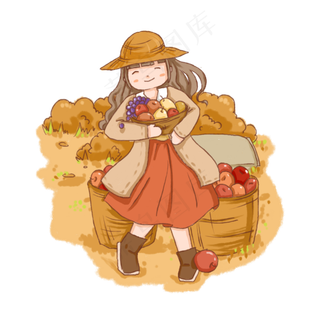 秋季丰收商业元素之丰收喜悦的小