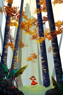 秋分主题小清新秋游插画