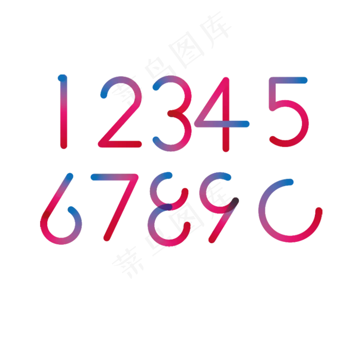 数字+渐变风+电商数字+0+1+2+3+5+6+7+8+9,免抠元素艺术字