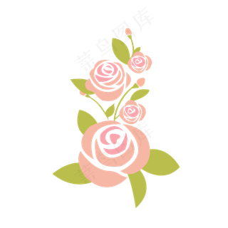 手绘粉色玫瑰花束