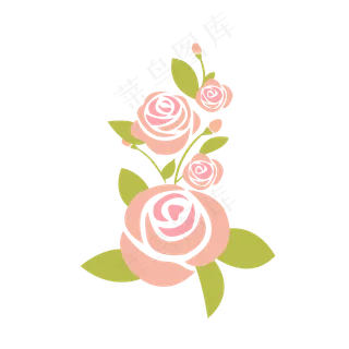 手绘粉色玫瑰花束