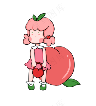 夏日水蜜桃女孩拟人卡通水果