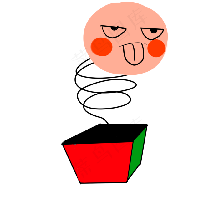 红色圆脸弹簧插图(2000X2000(DPI:300))psd模版下载