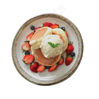 一份草莓水果奶油甜品免抠图