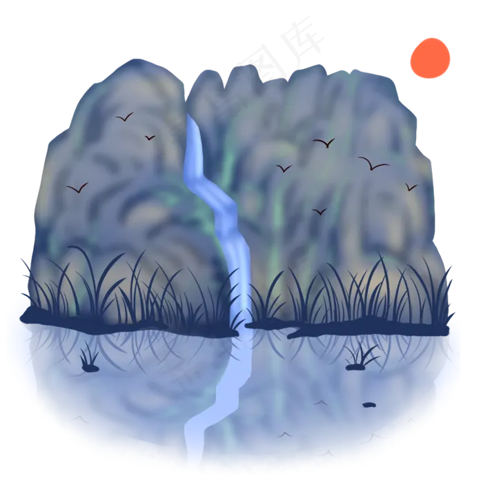 冷调山水大雁(2480X2480(DPI:299))psd模版下载