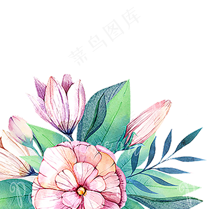 母亲节粉色绿色花朵树叶唯美清新