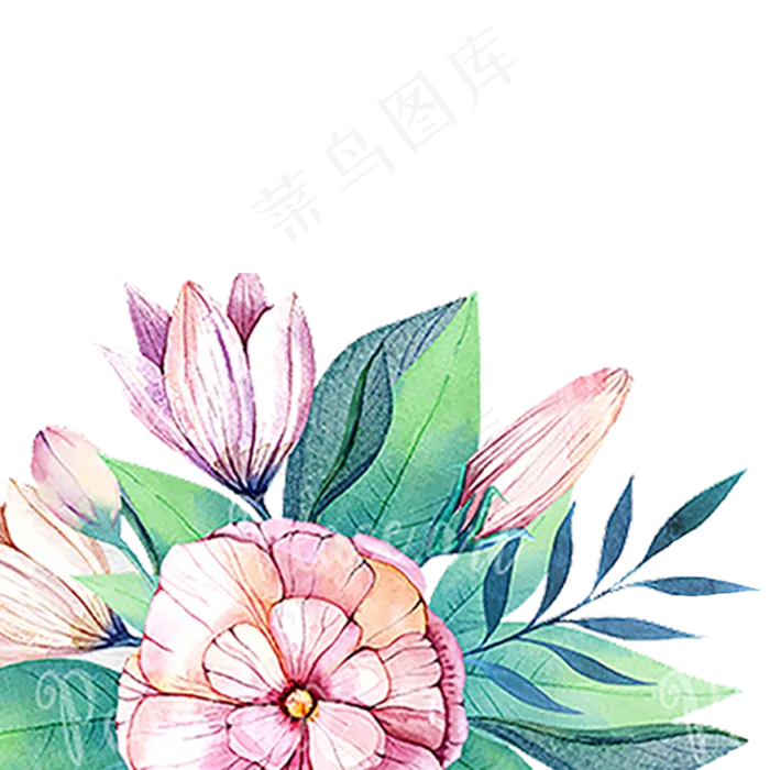 母亲节粉色绿色花朵树叶唯美清新