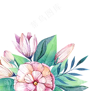 母亲节粉色绿色花朵树叶唯美清新