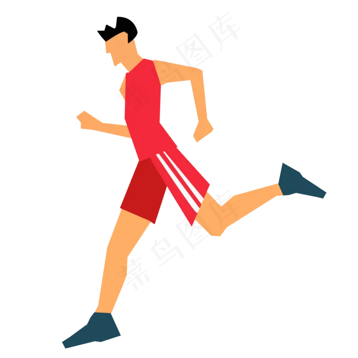 卡通矢量商务简约正在跑步的人,免抠元素ai矢量模版下载