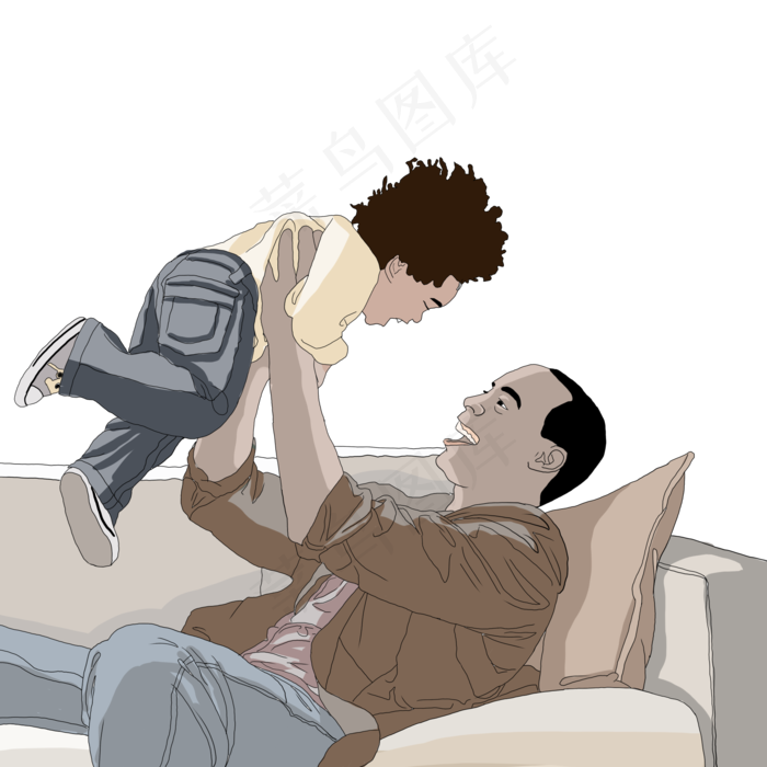 父亲节卡通感人情感温馨父亲于孩