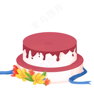 卡通红色奶油蛋糕免抠图