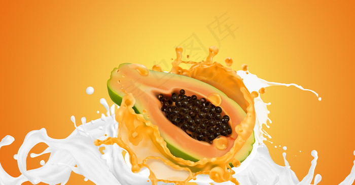 创意木瓜季节水果促销海报背景