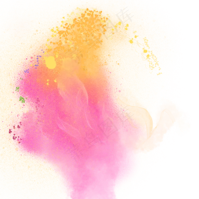 彩色油漆喷溅泼墨烟雾黄色红色装,免抠元素(2000*2000px 300 dpi )psd模版下载