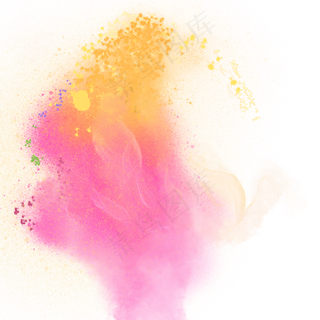 彩色油漆喷溅泼墨烟雾黄色红色装,免抠元素