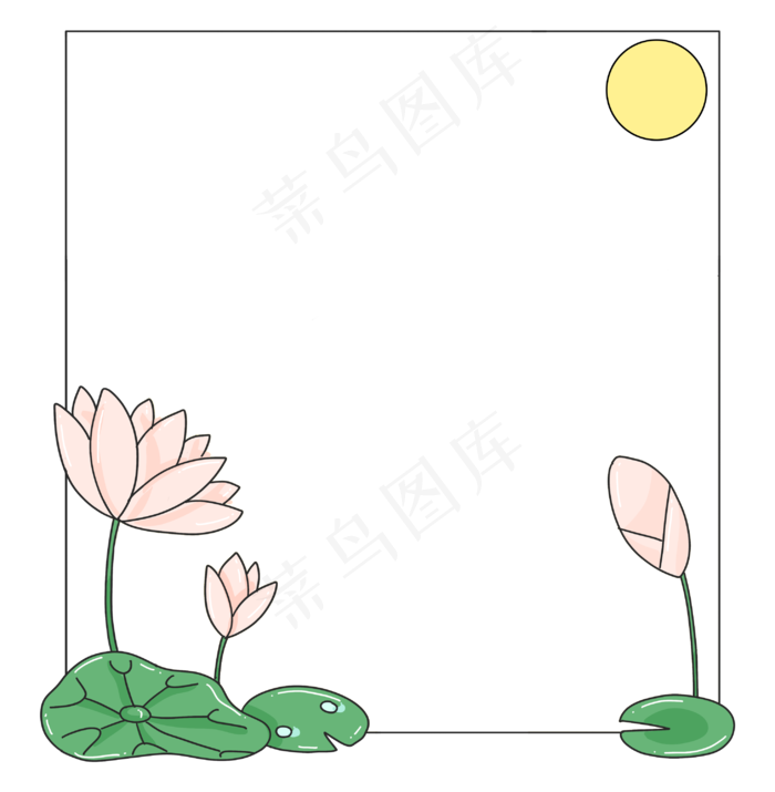 绽放的荷花的边框(2936X2997(DPI:300))psd模版下载
