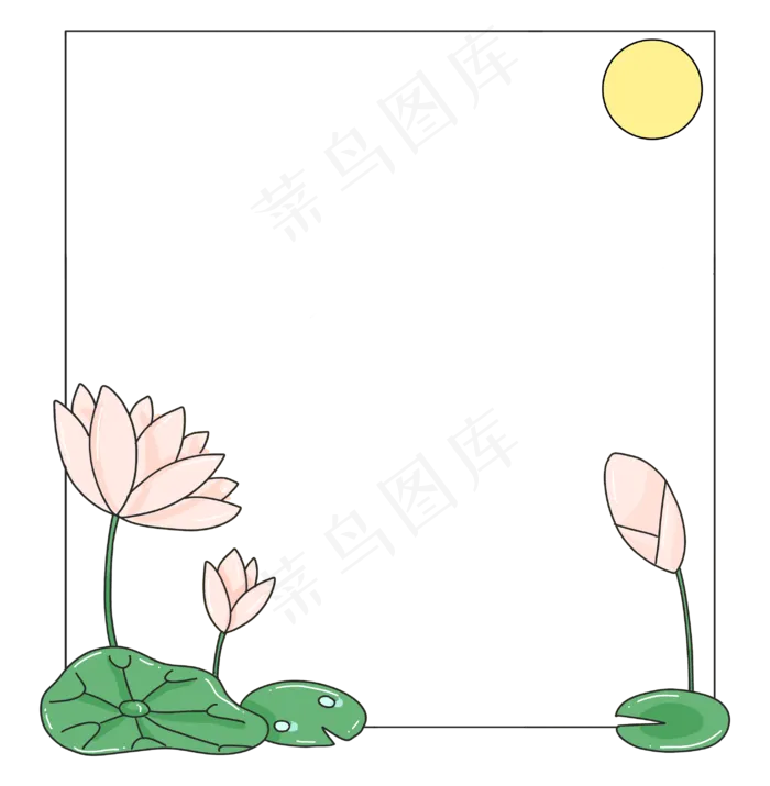 绽放的荷花的边框(2936X2997(DPI:300))psd模版下载