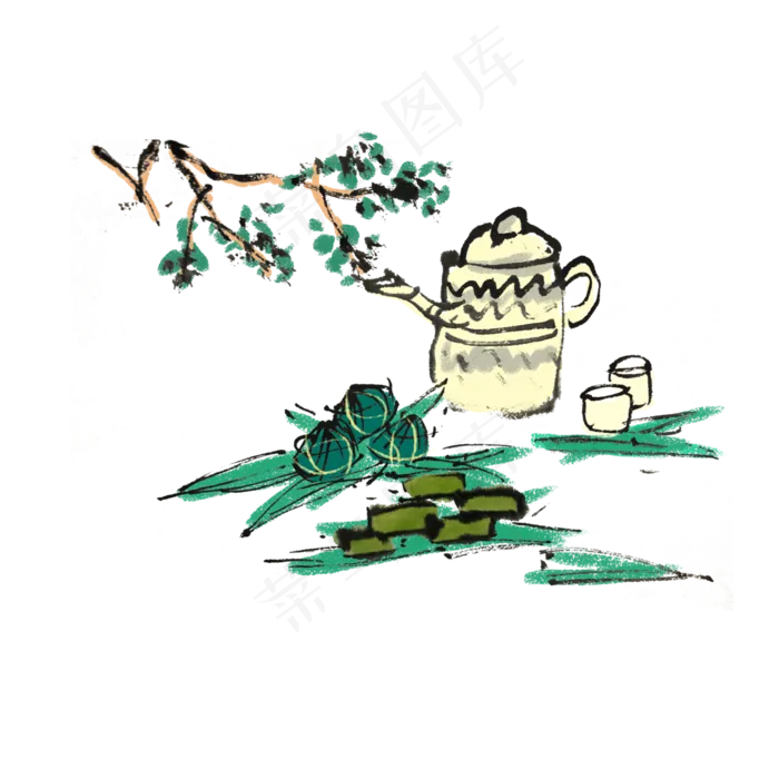 端午节包粽子手绘(4000X4000(DPI:300))psd模版下载