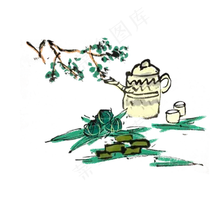 端午节包粽子手绘