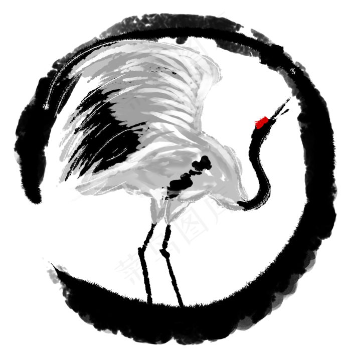 清明节古风水墨仙鹤