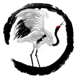 清明节古风水墨仙鹤