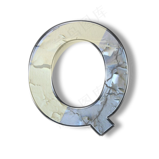 破旧裂纹墙壁PSD字母Q