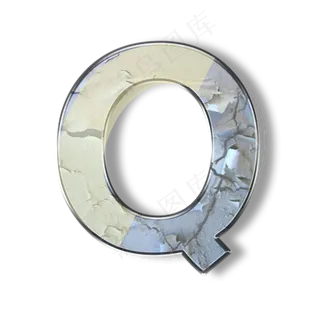 破旧裂纹墙壁PSD字母Q