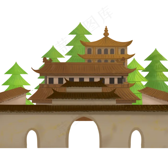 古风寺庙建筑(3000X3000(DPI:300))psd模版下载