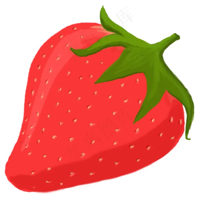 鲜艳手绘装饰草莓PNG格式免抠(2000X2000(DPI:300))psd模版下载