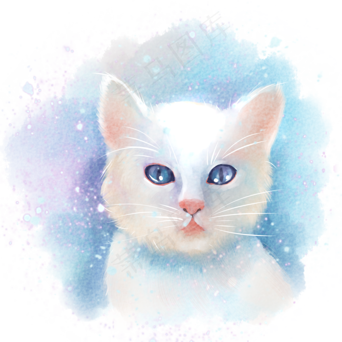 水彩猫咪(2000X2000(DPI:299))psd模版下载