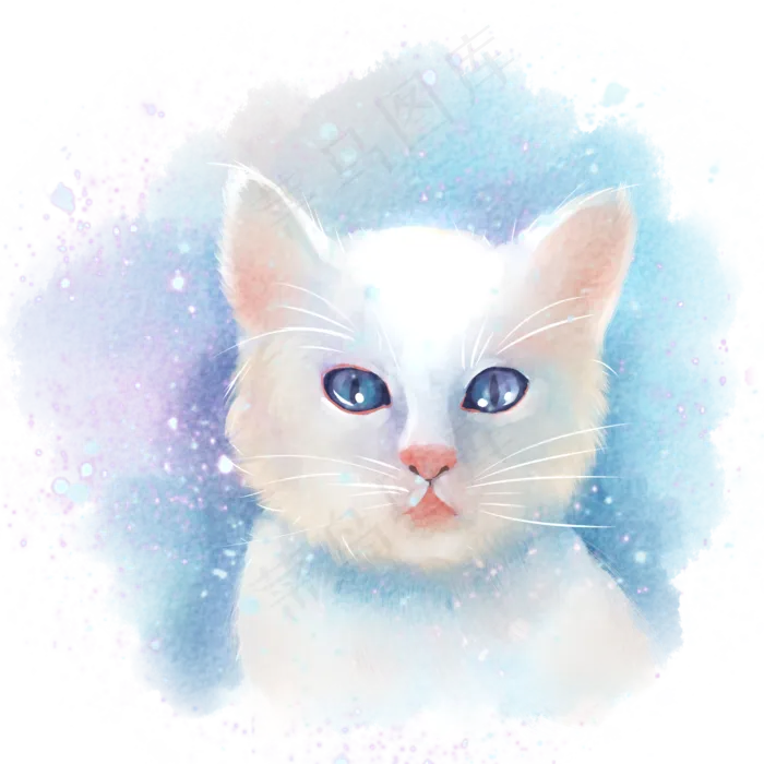 水彩猫咪(2000X2000(DPI:299))psd模版下载