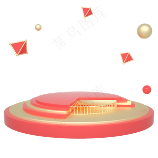 C4D电商主题舞台圆盘底座漂浮免抠