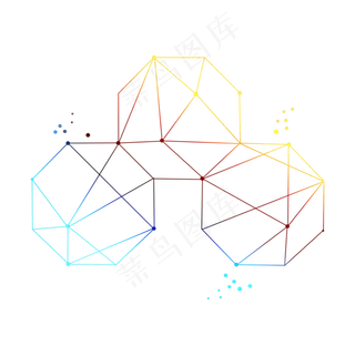 八边形组合点线线条,免抠元素