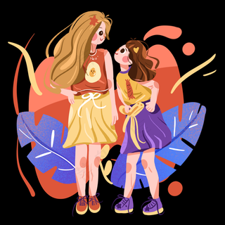 儿童节姐姐妹妹一起出去玩耍