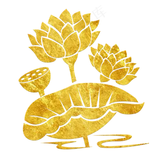 中国风传统烫金鲜花装饰图之大荷,免抠元素 中国风传统烫金鲜花装饰图之大荷,免抠元素