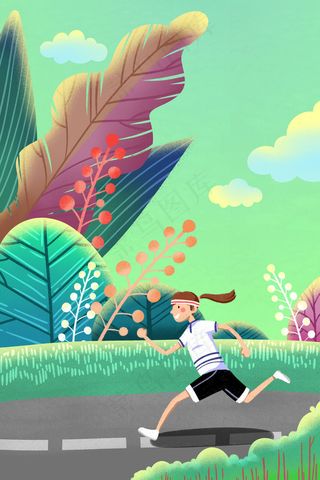 绿色系卡通手绘风夏景小暑配图